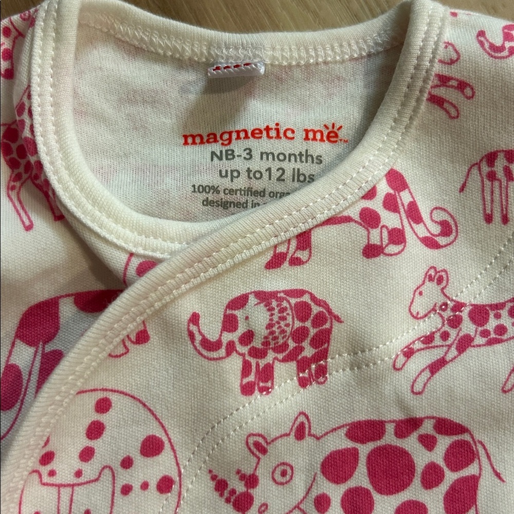 Magnetic Me Cream and Pink Animal Print Sleep Sack with Hat - Picture 2 of 5